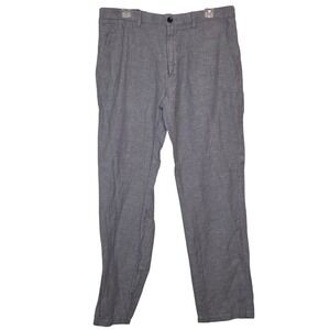 Banana Republic Mens Ketfield Pant Khaki Chino Flat Front Linen Blend Size 36x32